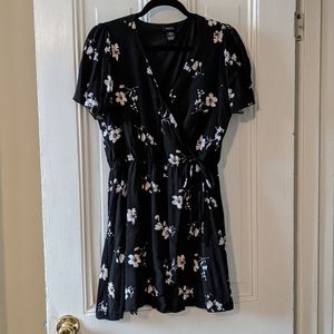 Floral surplice mini dress